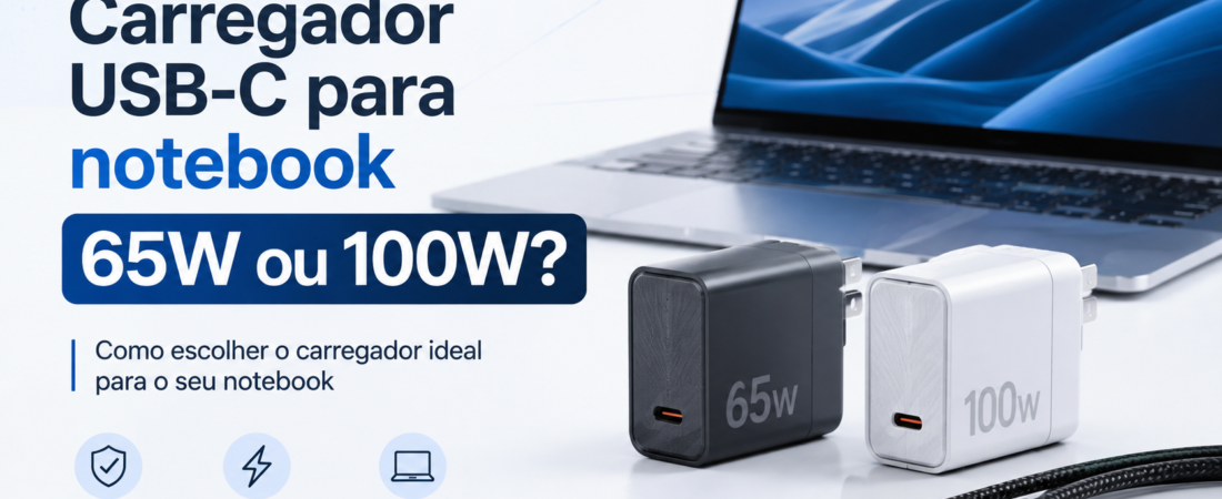 Carregador USB-C para notebook: 65W ou 100W, qual escolher?